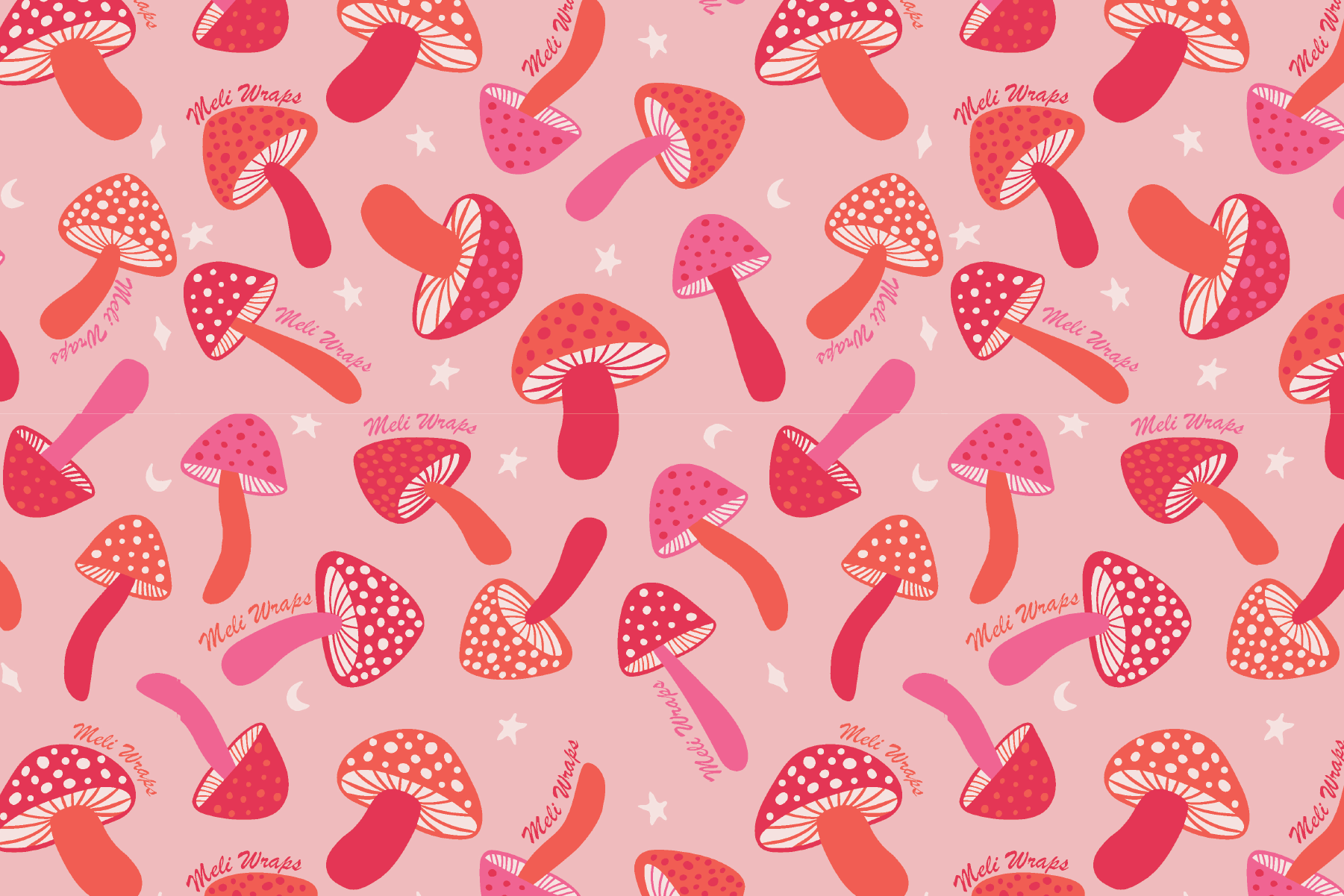 Beeswax Food Wrap - Pink Mushroom Print