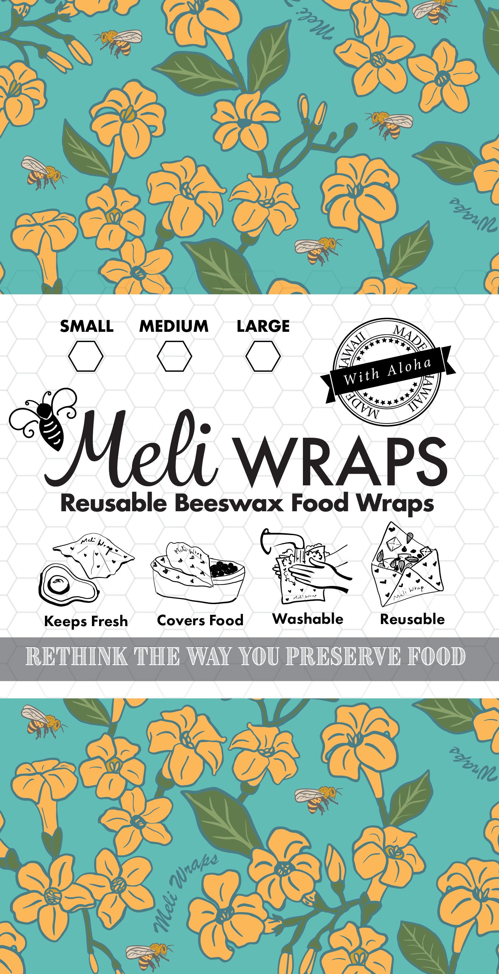 Beeswax Food Wrap - Puakenikeni Print