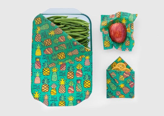 Meli Wraps  3 Pack Reuseable Beeswax Wrap -- Hawaiiana Variety