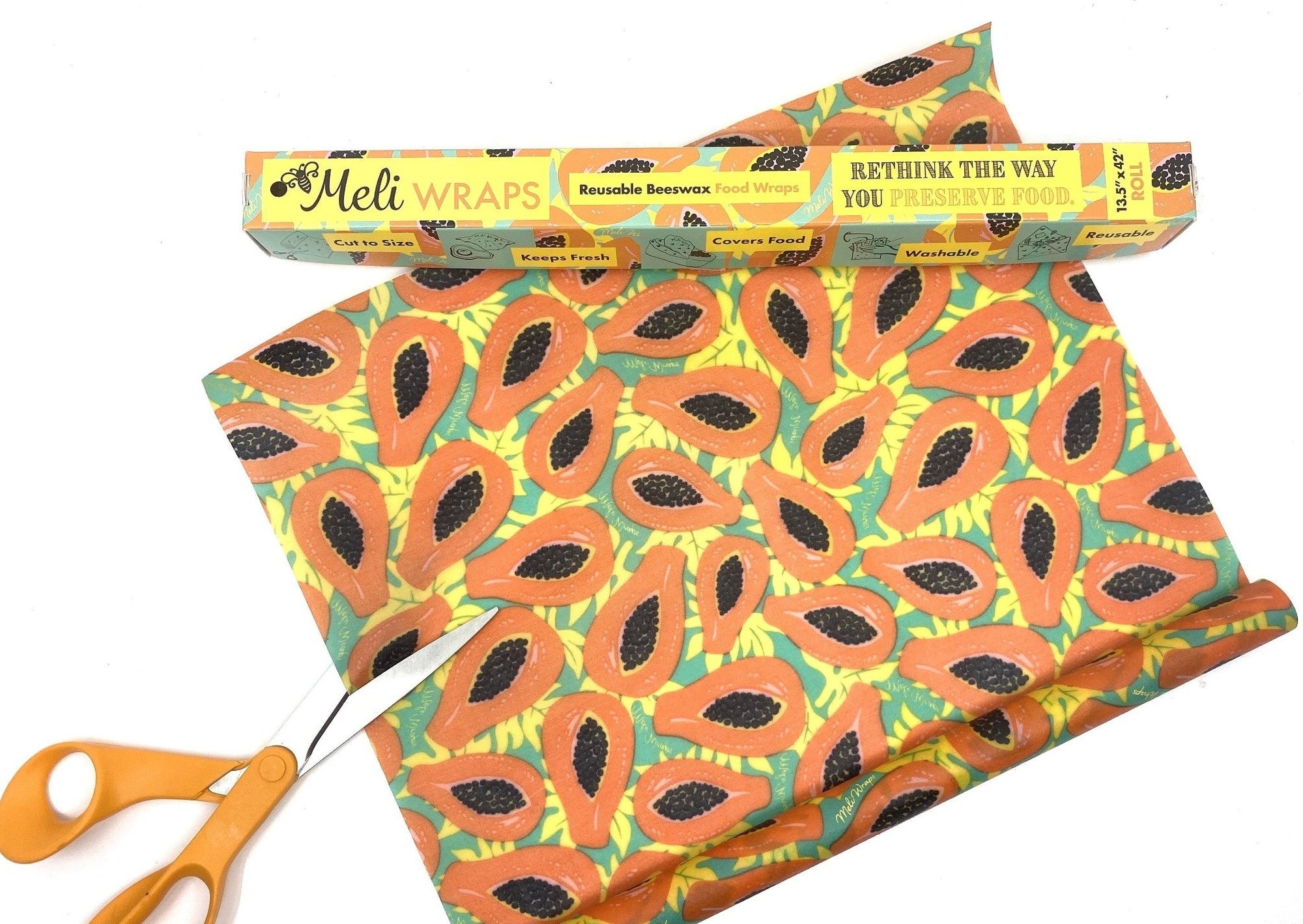 Beeswax Wrap Bulk Roll - Purple Papaya Print - Meli Wraps